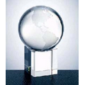 Optical Crystal World Globe with Clear Cube Base - Medium